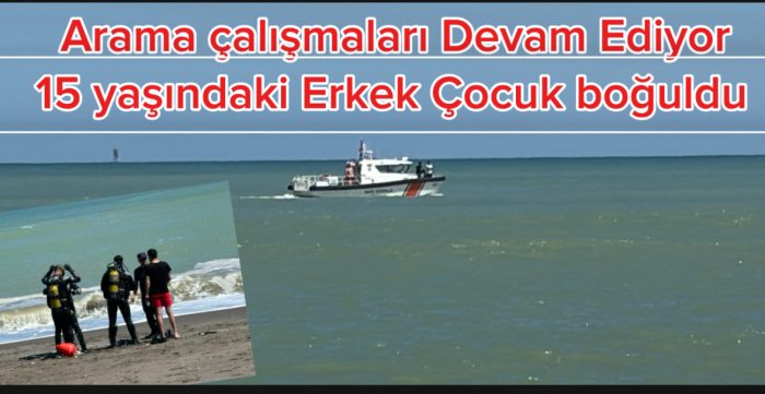 Akçakoca Çayağzı Plajı’nda 15 yaşındaki çocuğun tüm imkanlarla arama çalışmalara devam ediyor
