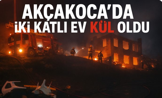 Akçakoca’da Çıkan Yangında 2 Katlı Ev Kullanılmaz Hale Geldi